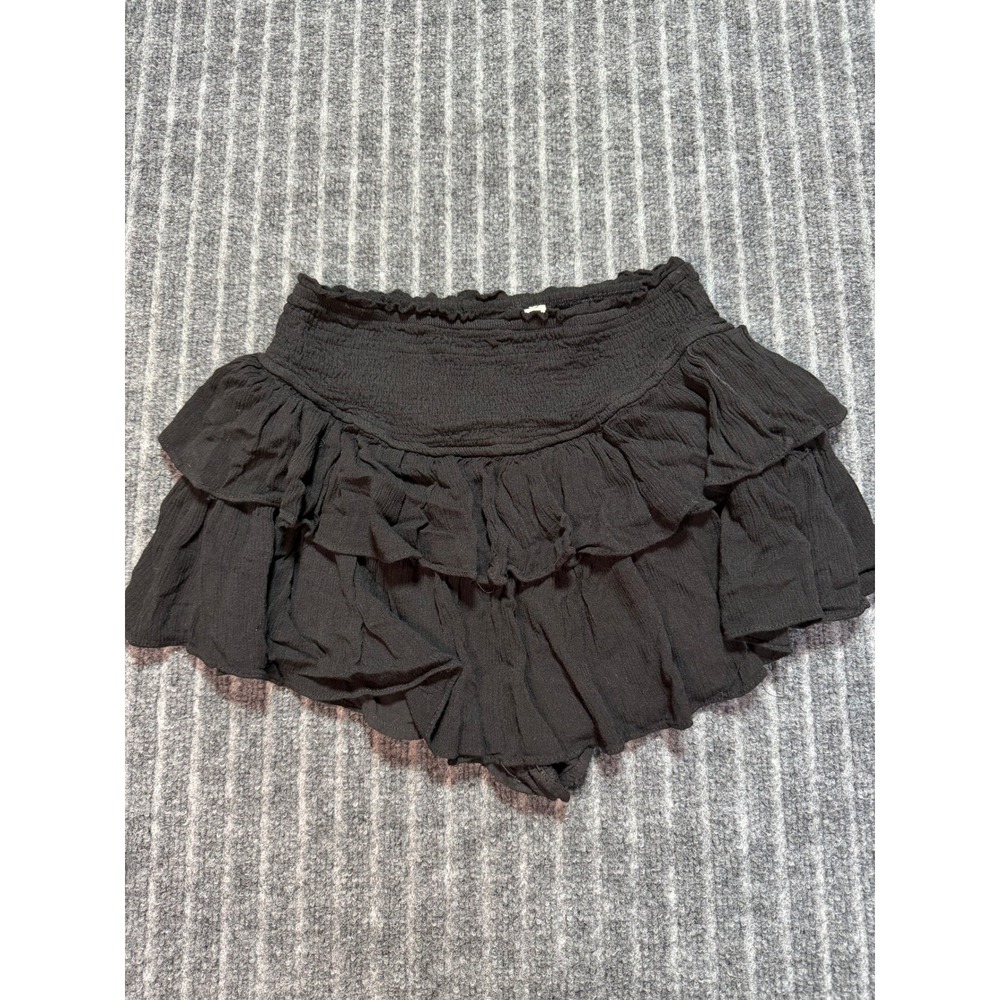 Rock n Rag Ruffle Skort Women S Black Smocked Mini Tiered Boho Coquette Festival